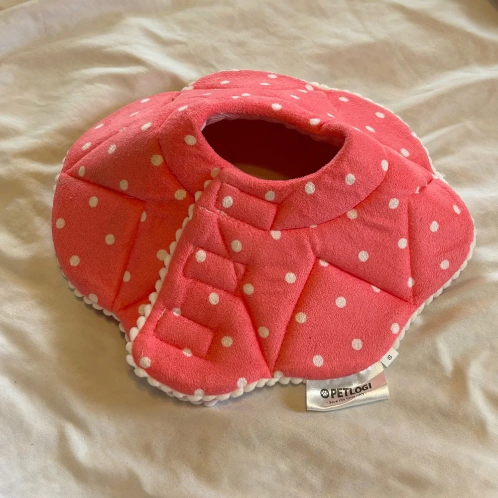Pink Polka Dot Dog Elizabethan Collar No Licking Size Small